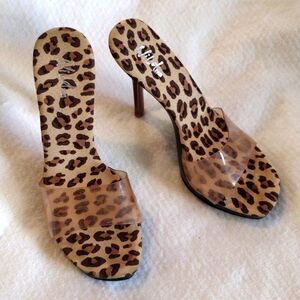 Stiletto Animal Print Wild Pair Heels Size 10 See-Thru Smoke Color